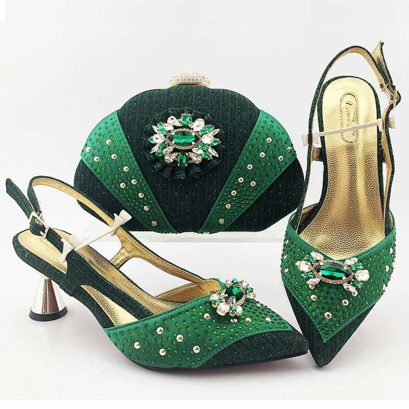 

Fashion green high heel shoes matching with handbag set for party MM1107 heel height 7cm1, As pic