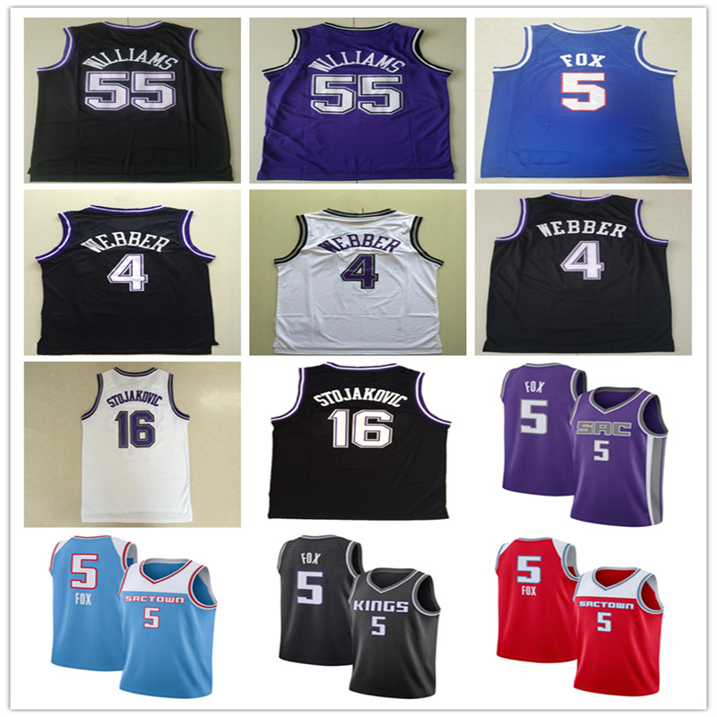 

Vintage Basketball Jason Williams Jerseys 55 Chris Webber 4 De Aaron Fox 5 Marvin Bagley III 35 Edition Earned City Black Purple White, Black;red