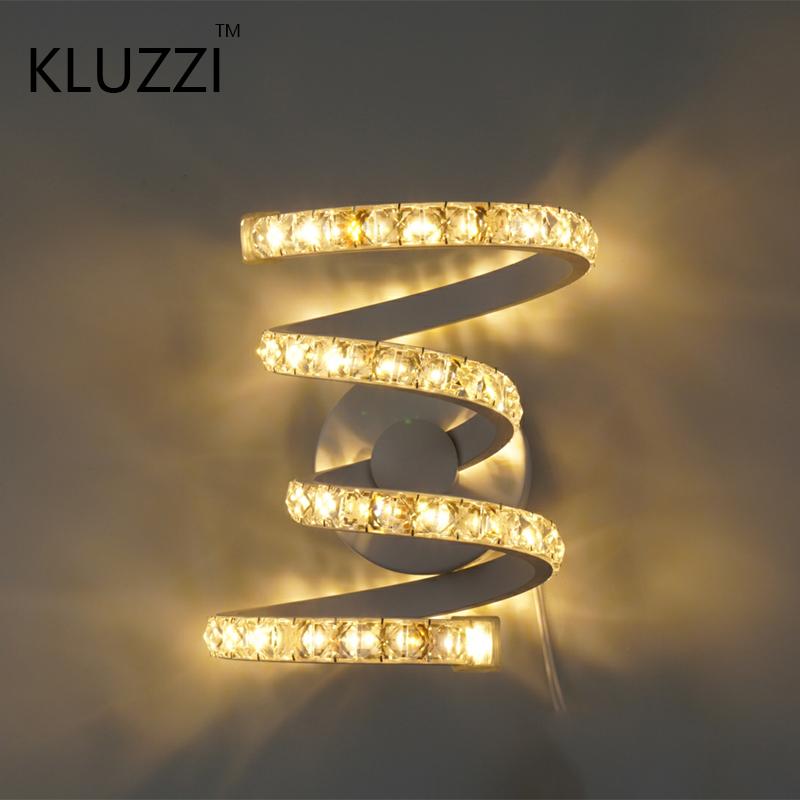 

Modern Spiral Aluminium Crystal Wall Lamp12W Led Indoor For Home Decorative Bedroom Bedside Stair Hotel Light Sconce Wall Lights