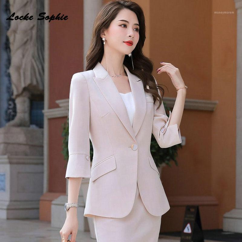

Women' plus size Blazers coats 2020 Spring Fashion Cotton blend Splicing Slim fit jackets ladies Skinny Small Blazers Suits1, Beige