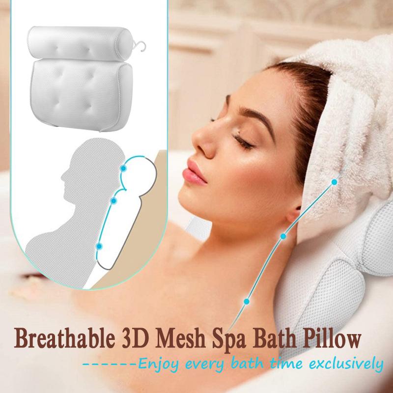 

3D Mesh Spa Bath Pillow Neck and Back Support Spa Pillow for Home Hot Tub with Breathable Suction Cups Bathroom Accessories