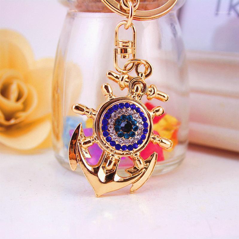 

XDPQQ Creative Crystal Anchor Keychain Colorful Rhinestone Bag Key Ring Car Metal Pendant Small Gift Accessories1