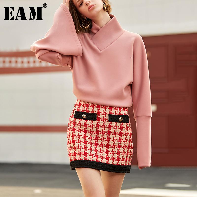 

EAM] High Waist Plaid Tweed Button Split Joint Temperament Half-body Skirt Women Fashion Tide New Spring Autumn 2020 1D121, Red