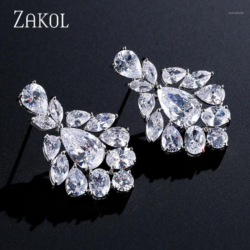 

ZAKOL Elegant Cubic Zirconia Marquise Cut High Quality Water Drop Earrings for Women Wedding Dinner Party Gift Jewelry FSEP21901
