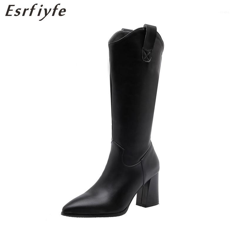 

ESRFIYFE 2020 New Women Knee High Boots High Quality Night Club Party Shoes Woman Sexy Pointed Toe Warm Autumn Winter Boots1, Black