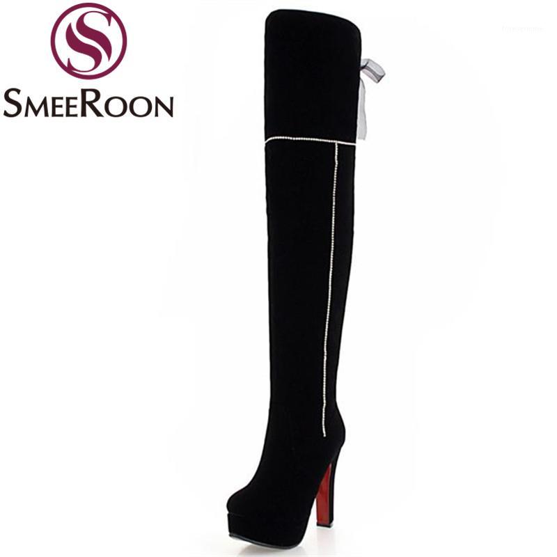 

Smeeroon thigh high boots hot sale good quality winter boots popular sexy grind arenaceous over the knee women's shoes new1, Black