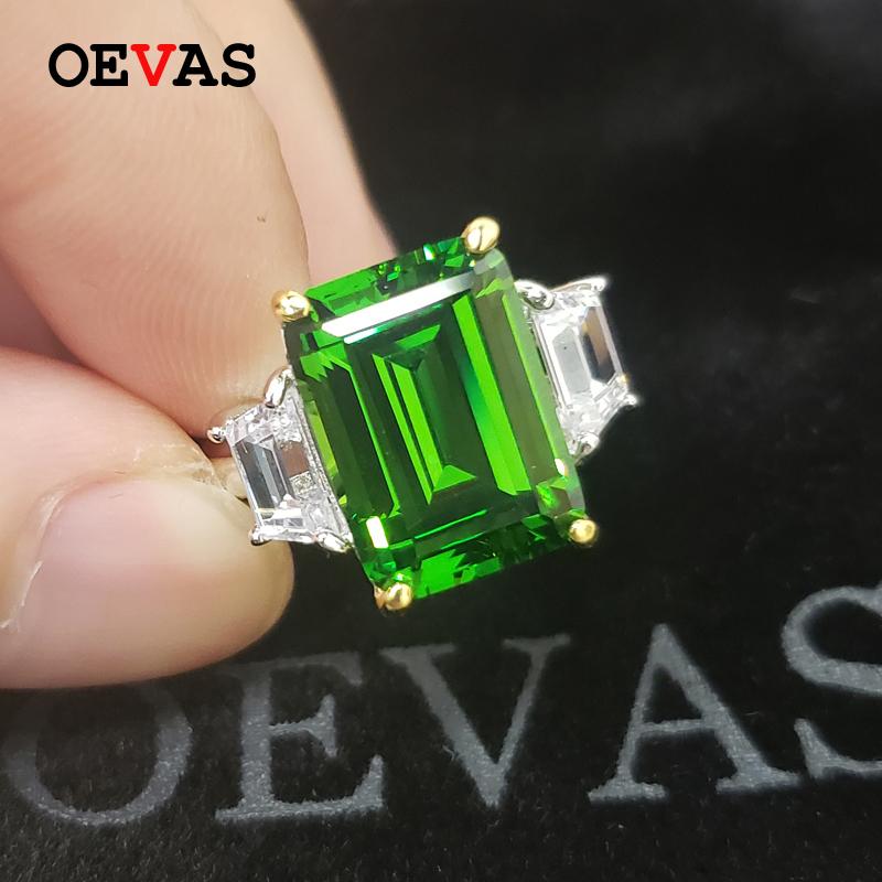 

Cluster Rings OEVAS 100% 925 Sterling Silver Sparkling 10*14mm High Carbon Diamond For Women Colorfu Birthstone Party Fine Jewelry Gifts