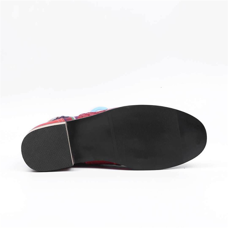 

2021 New Autumn Female Printing Fashion Casual Ladies Anti-slip Wear Women's Rubber Boots Lace Up to Botine Mujer FAOP, Red
