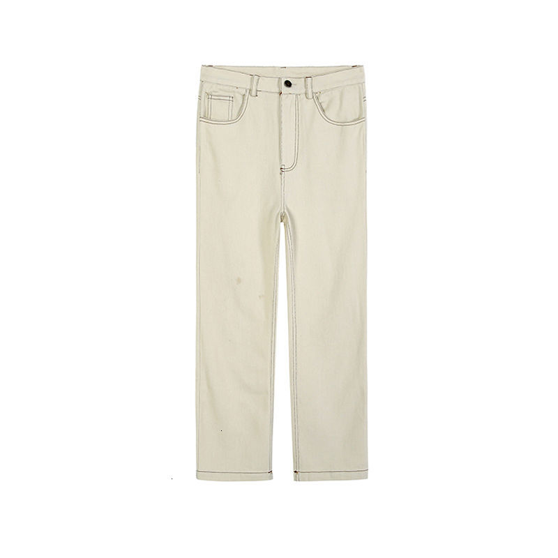 

New De 2021 Brim Masculinas Outono-inverno Novo Fino Slida e Verstil Retas Jeans Personalidade Juventude WJ04, Khaki
