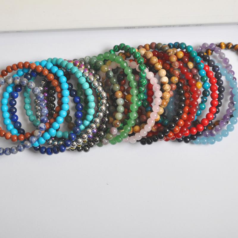 

6MM Green Malachite/Crystal/Sandstone/Lapis/Carnelian/Fluorite/Tigereye/Dot Stone Bracelet Stretch Jewelry For Woman Gift 1PCS