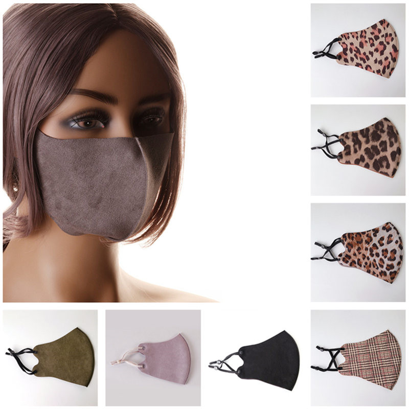 

Dust Print Suede Fabric Face Masks Leopard Plaid Windproof Anti Fashion Mask Fashion Mask Face Mouth Masks With Unisex Riding Face Earl Fbaw
