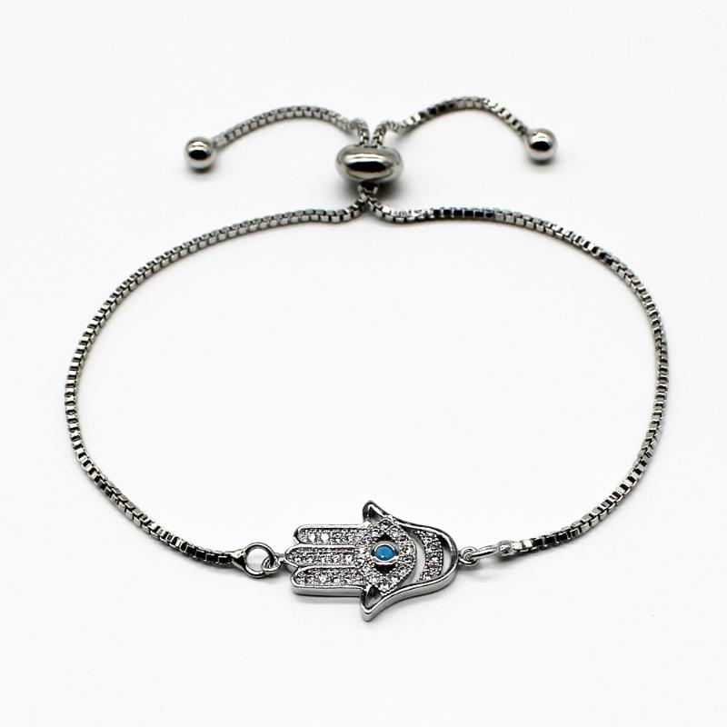 

Rhinestone Greek Evil Eye Adjustable Bracelets for Women Hamsa Fatima Hand Charm Chains Bracelet Trendy Boho Jewelry Party Gifts
