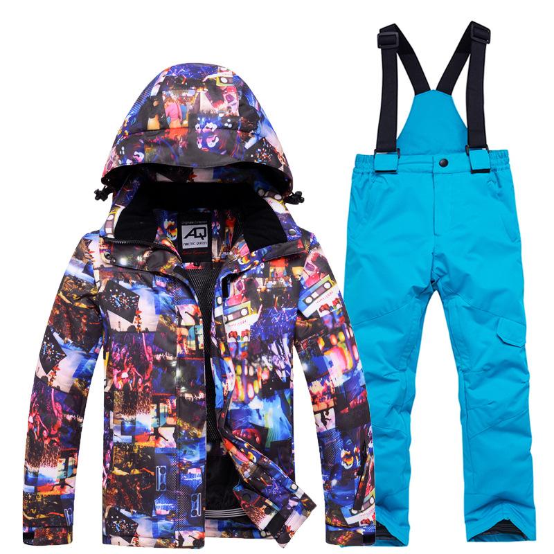 

New Kids Ski Suit Children Brands Waterproof Windproof Girls and Boys Snow Set Pants Winter Skiing and Snowboarding Jacket Child, Color 17
