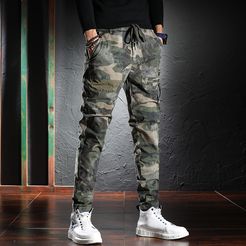 

2021 New Newly Designer Fashion Men Jeans High Quality Elastic Casual Camouflage Cargo Pants Big Pockets Streetwear Hip Hop Long Trousers Fh