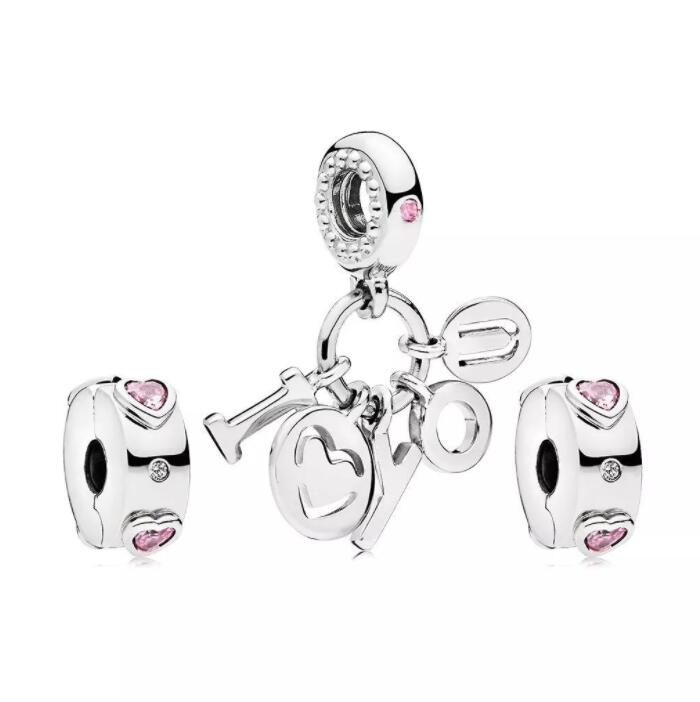 

Authentic 925 Sterling Silver European Beads Charms Original box for Pandora Heart Bracelet Crystal charms jewelry making accessories