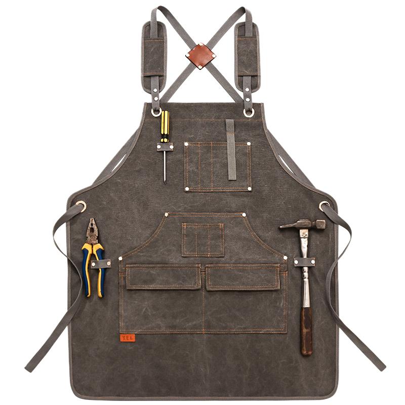 

BBQ Canvas Apron Bib Chef Kitchen Apron for Women Men Painter Barista Bartender Pockets home barber Cafe Restaurant Tool Aprons