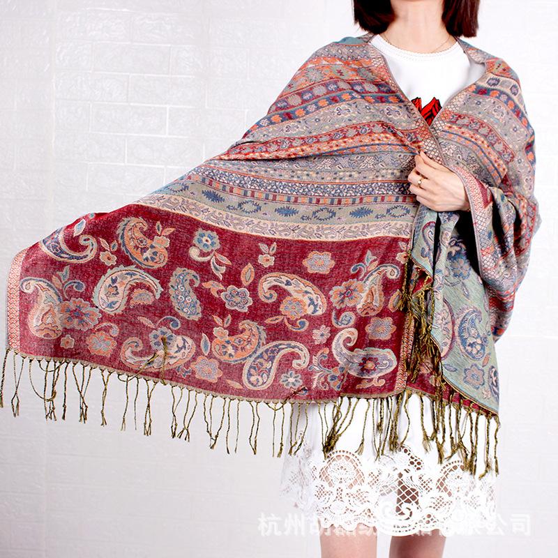 

Women Autumn Winter Scarf Fashion Print Scarves Ladies Cotton Shawl Wrap Tassel Female Travel Ethnic style All-Match Poncho
