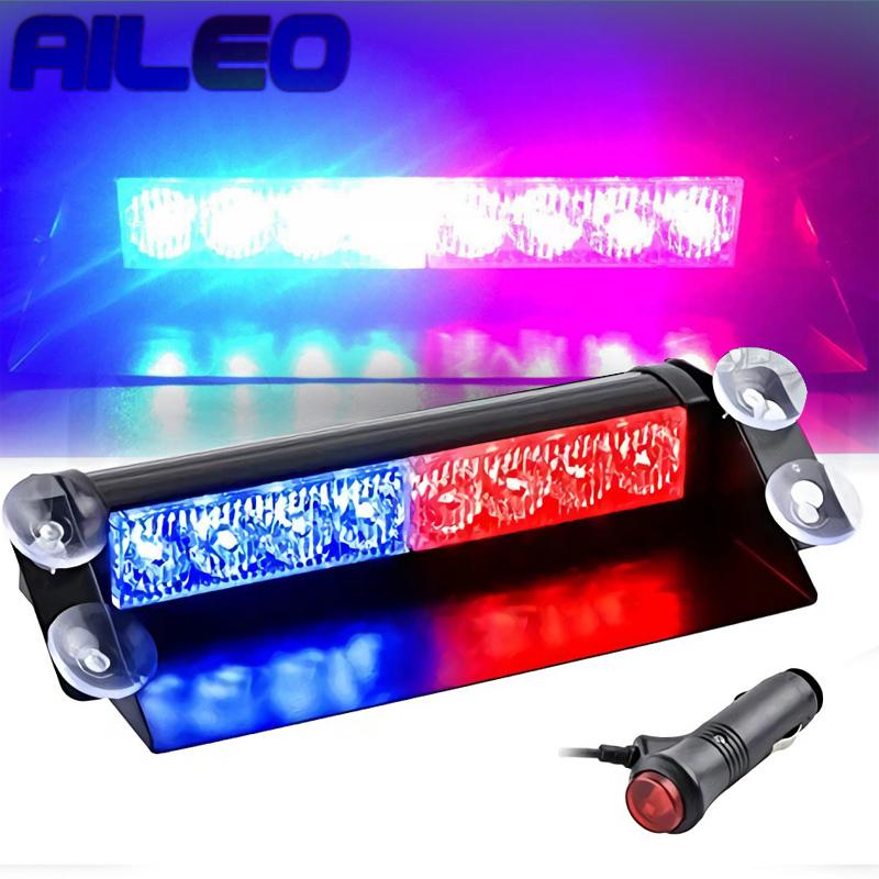 

AILEO Car Truck Emergency Flasher Dash Strobe Warning Light Day Running Flash Led Lights Auto 8 LEDs 3 Flashing Modes 12V, As pic