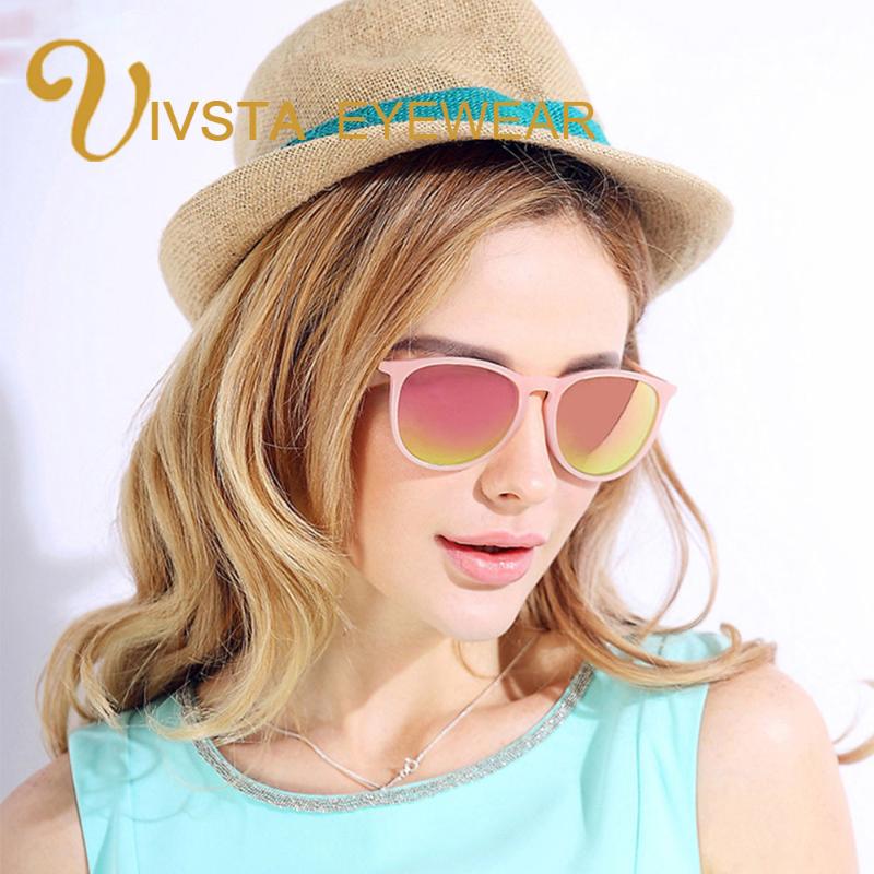 

IVSTA Round Pink Sunglasses Women Pink Cateye Sunglasses Lenses Mirror Retro Girl Vintage Polarized Eyeglasses TR90 2004