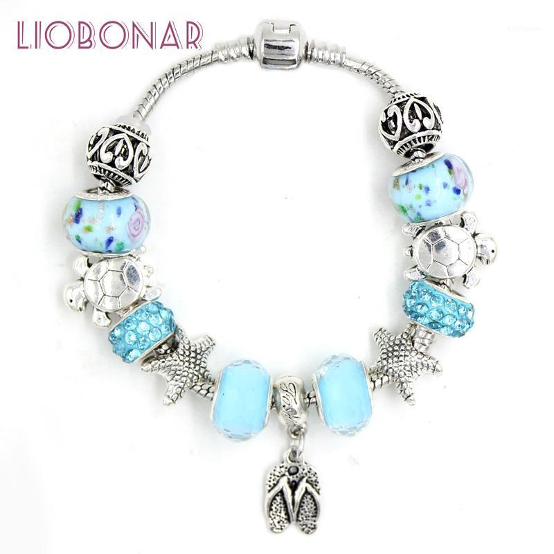 

Newest 6PCS/LOT Lampwork Murano Glass Bead Sealife Ocean Beach Style Flip Flop Charm Bracelet for Women Jewelry Bijoux Pulsera1