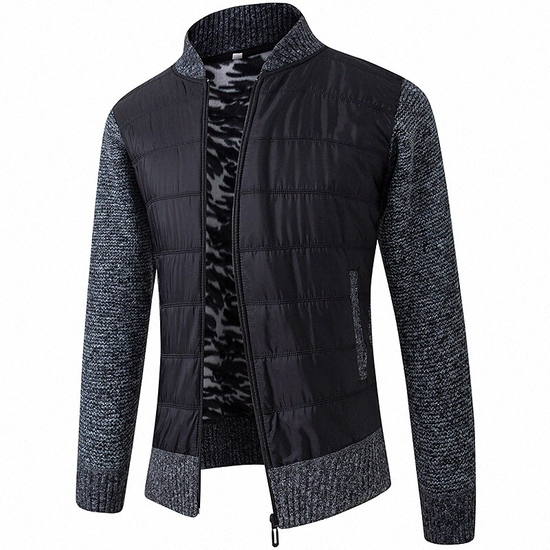 Men's Cardigan Solid Color Long Sleeve Sweater Cardigans Stand Collar Blue Wine Light gray F3MM#
