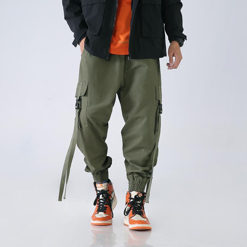 

Nice Safari Style Cotton Sweatpants Men Overalls Streetwear Hip Hop Loose Harem Pants Men Casual Trousers Joggers Male, Army green