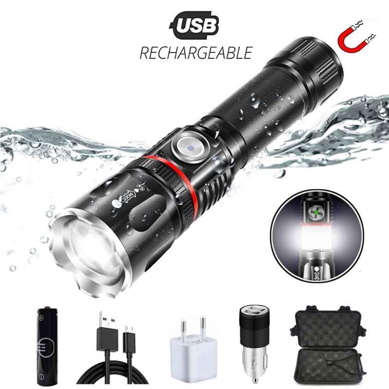 

USB Charging High-end LED Surrounding COB lamp + Tail magnet design Support zoom 4 lighting modes Waterproof Torch1