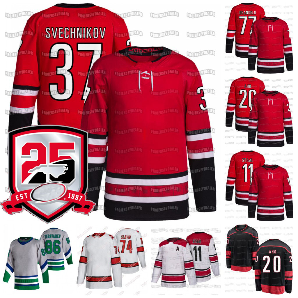 

13 Max Domi Andrei Svechnikov 25th Hurricanes Jersey Tony DeAngelo Sebastian Aho Martin Necas Teuvo Teravainen Andersen Kotkaniemi Staal Seth Jarvis, Green mens s-xxxl
