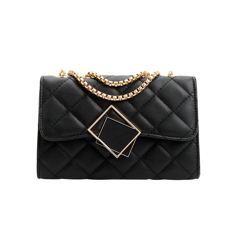 

Fashion 2021 Luxury Handbags Women Bags Designer Classic Simple Rhombic Chain Versatile Single Shoulder Messenger Bag Handbag, Black