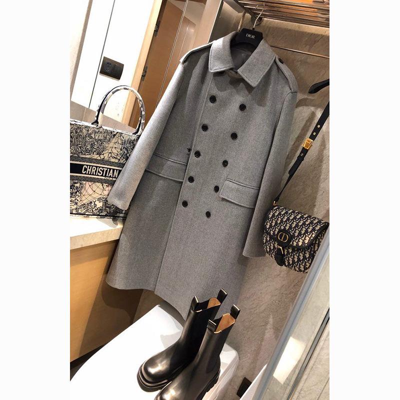 

Yilu women' woolen cloth thickened medium long wool overcoat for women in autumn and winter, Black