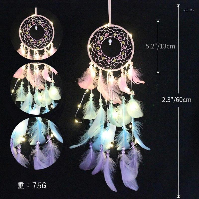 

Dreamcatcher Wind Chimes Handmade Romantic LED Light Ornament Colorful Feathers Christmas Decorations Dromenvanger1