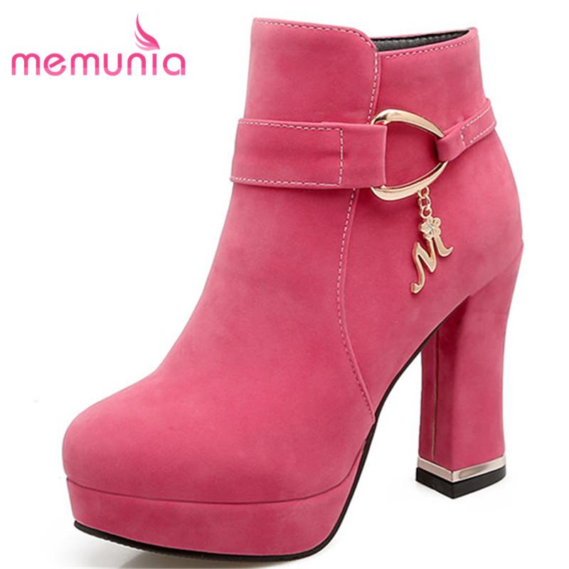 

MEMUNIA plus size 34-43 women boots extreme high heels platform boots metal decoration fashion new ankle 2020, Beige