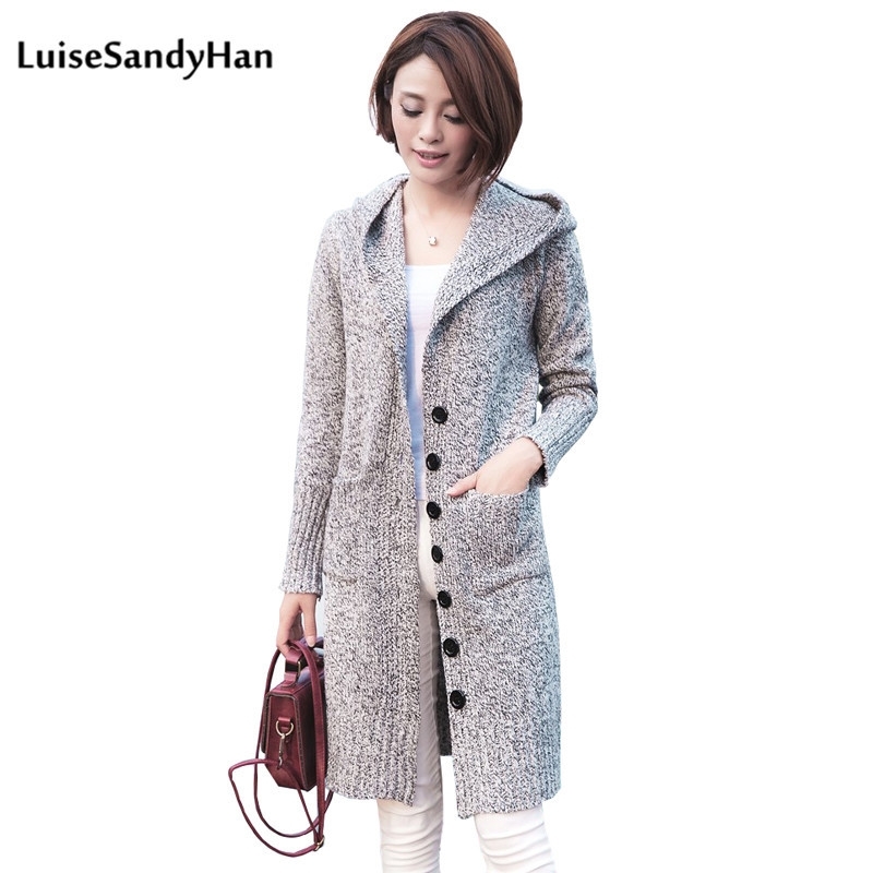 

Spring Female Cardigan Long Sleeve Female Hooded Sweater Knit Female Cotton Soft Elastic Solid Colore 201030, Beige
