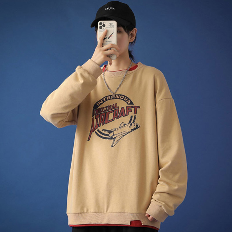 

2021 Autumn New Fashion Crew Neck Loose Two-piece Suit for Lovers Male Female Hoodies 9MG9, White.