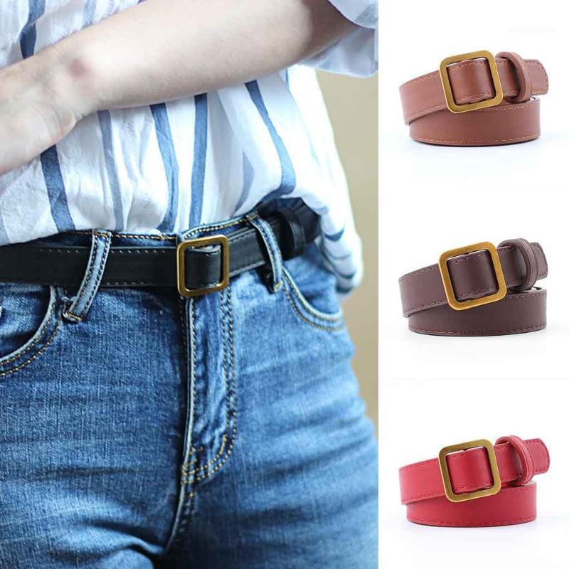 

Belt Women Gold Square Simple Retro Non-porous Jeans Personality Fashion All-match Spring Autumn Belts, Black;brown