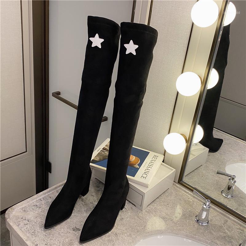 

Pointy Boot Boots-Women Shoes Luxury Designer Winter Footwear Round Toe Sexy Thigh High Heels High Sexy Pointe Med 20201