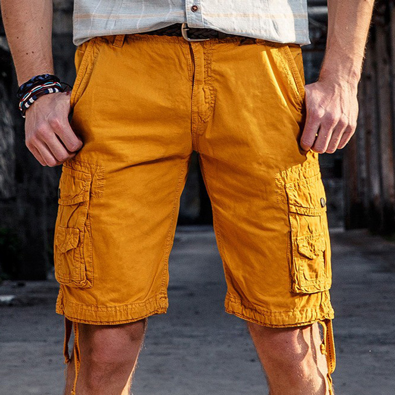 

2021 The New New Casual Male Outdoor Trousers Cotton Size Large Washed Multi-pocket Cargo Shorts Sc0a, Khaki.