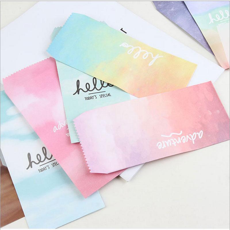 

5pcs/lot Watercolor Gradient Envelope Letterhead Office Stationery Writing Paper Stationery Kawaii Birthday Wallet Envelopes1