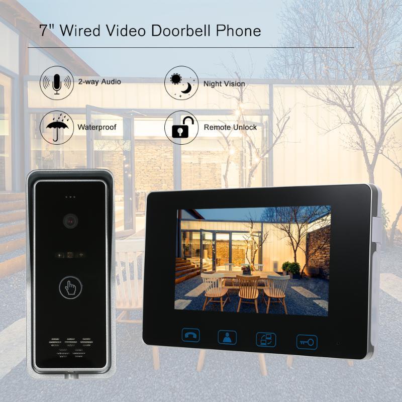 

Wired Video Doorbell Phone Video Intercom Monitor Doorphone Camera Kits Waterproof Support Unlock Monitoring Dual-Way Intercom1