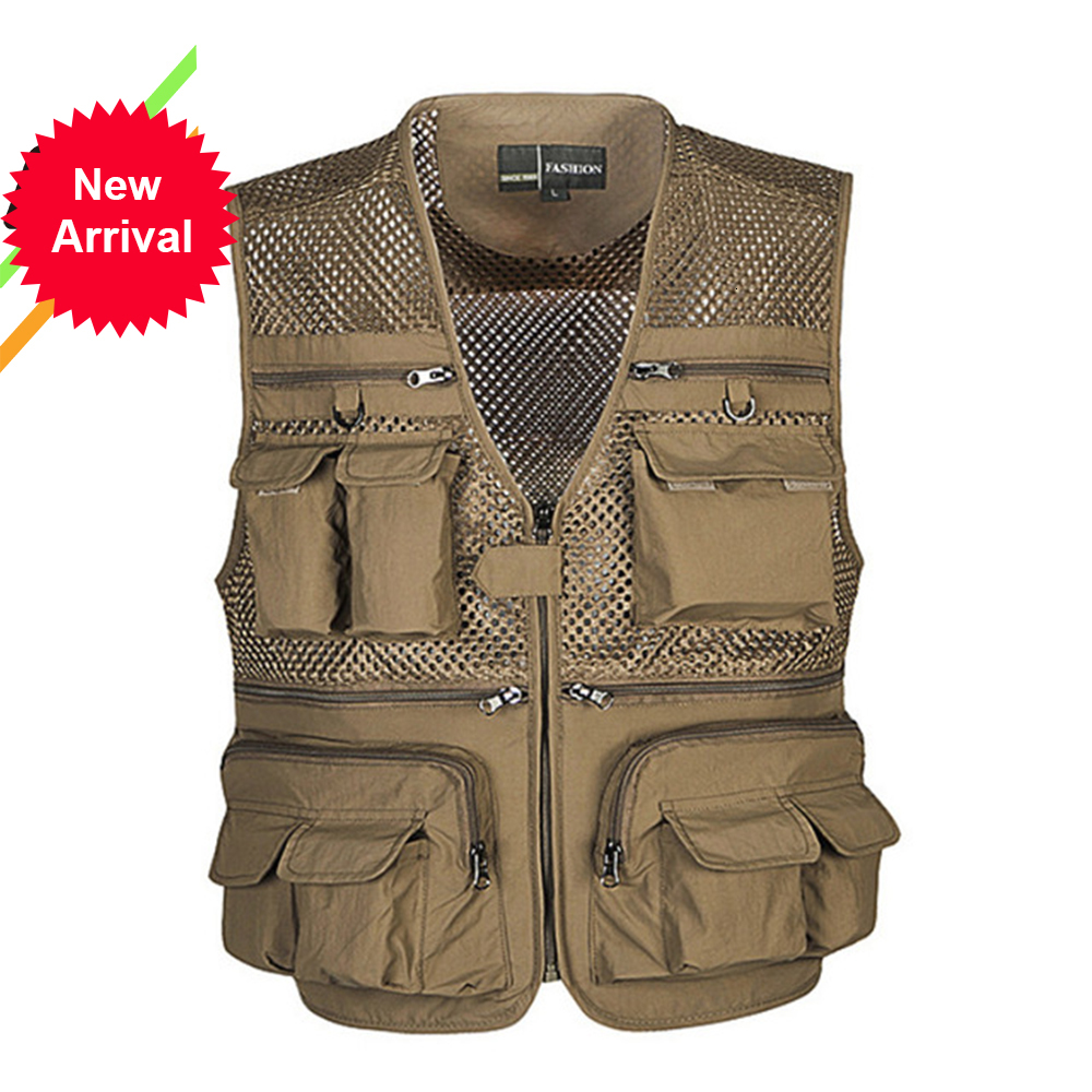 

2021 New Male Casual Summer Big Size Cotton Sleeveless Vest with Many 16 Pockets Men Multi Pocket Photograph Waistcoat Tooling Egh0, Dark grey 2
