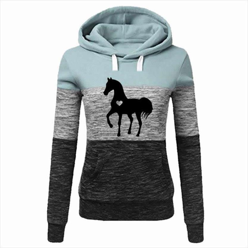 Sweats à capuche pour femmes Horse Love Print Sweats Sweats Sweats Sweatshirts Coton Coton Casual Motif Côtel Corduoy Boucle Plus grande taille