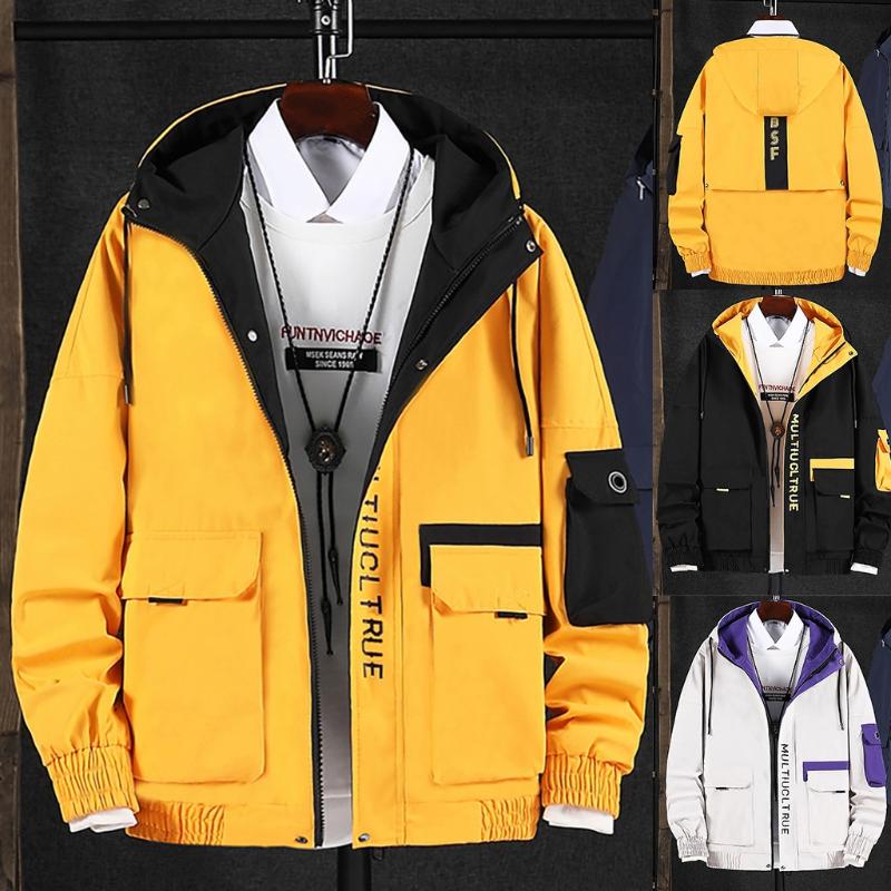 

Men's Autumn Winter Casual Outwear Zipper Breathable Tooling Coat Clothing US Size Up To 3XL Hip Hop Slim Fit Pilot Coat Streetw, Black