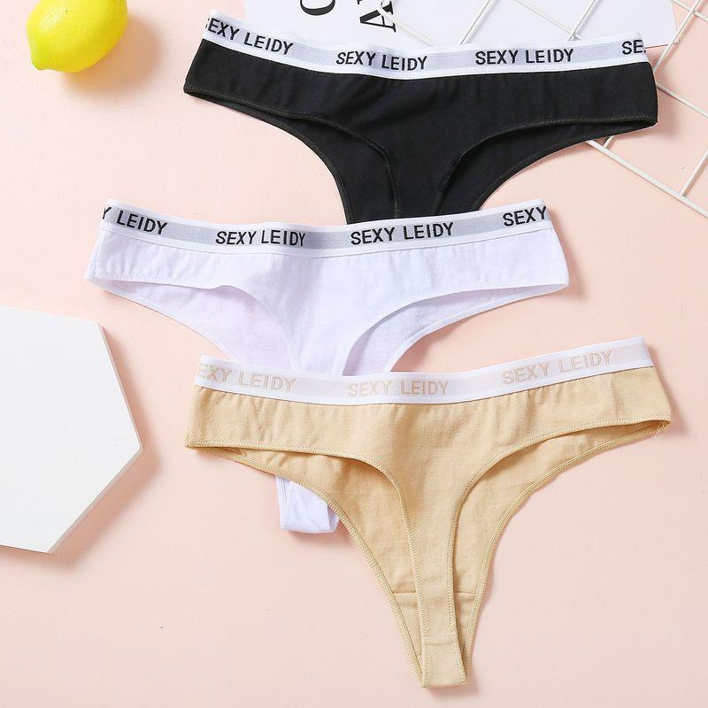 

Sexy Women Thong Cotton Panties Fashion Letter G-String Women Underwear Underpants Female Lingerie Briefs Ladies Panties M1, Skin color