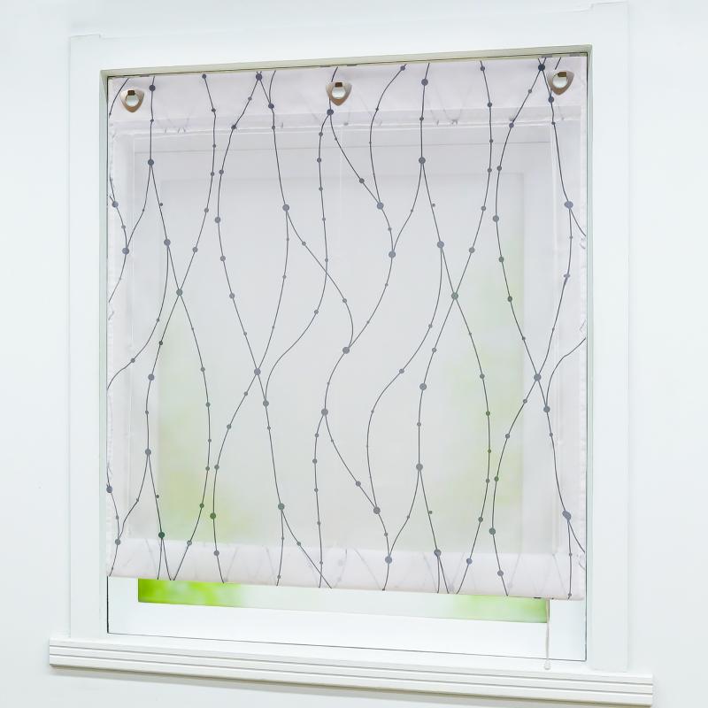 

Roman Curtains with U-Shape Hooks Printed High Quality Polyester Tulle for Home Kitchen Living Room Curtains Decor, Gray