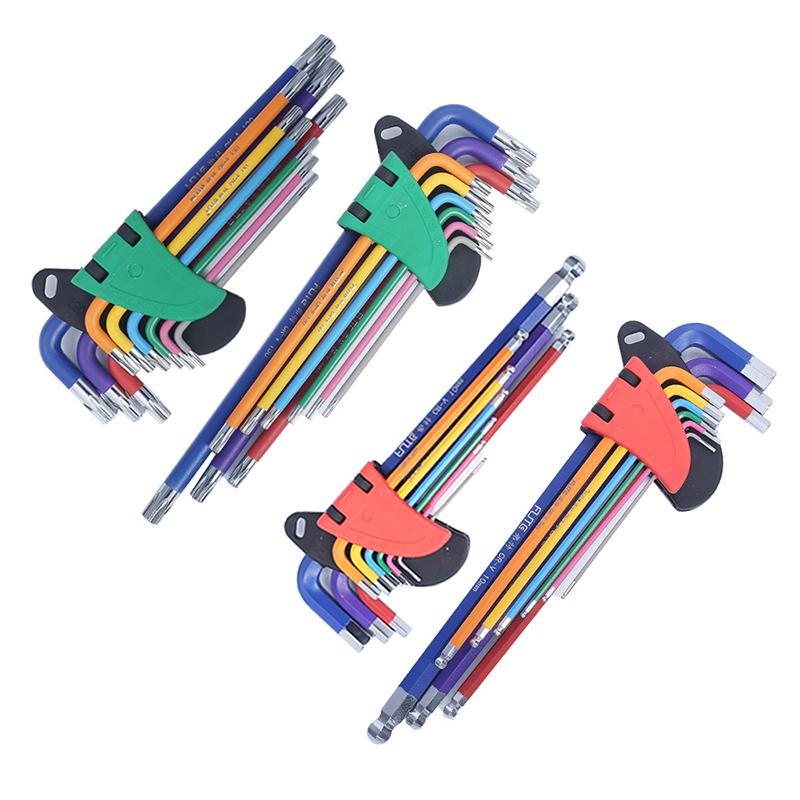

New 1 set Ball-head Screwdriver Hex Wrench Set Colour Coding Wear-resisting Anticorrosion Hexagon Torx Star Spanner