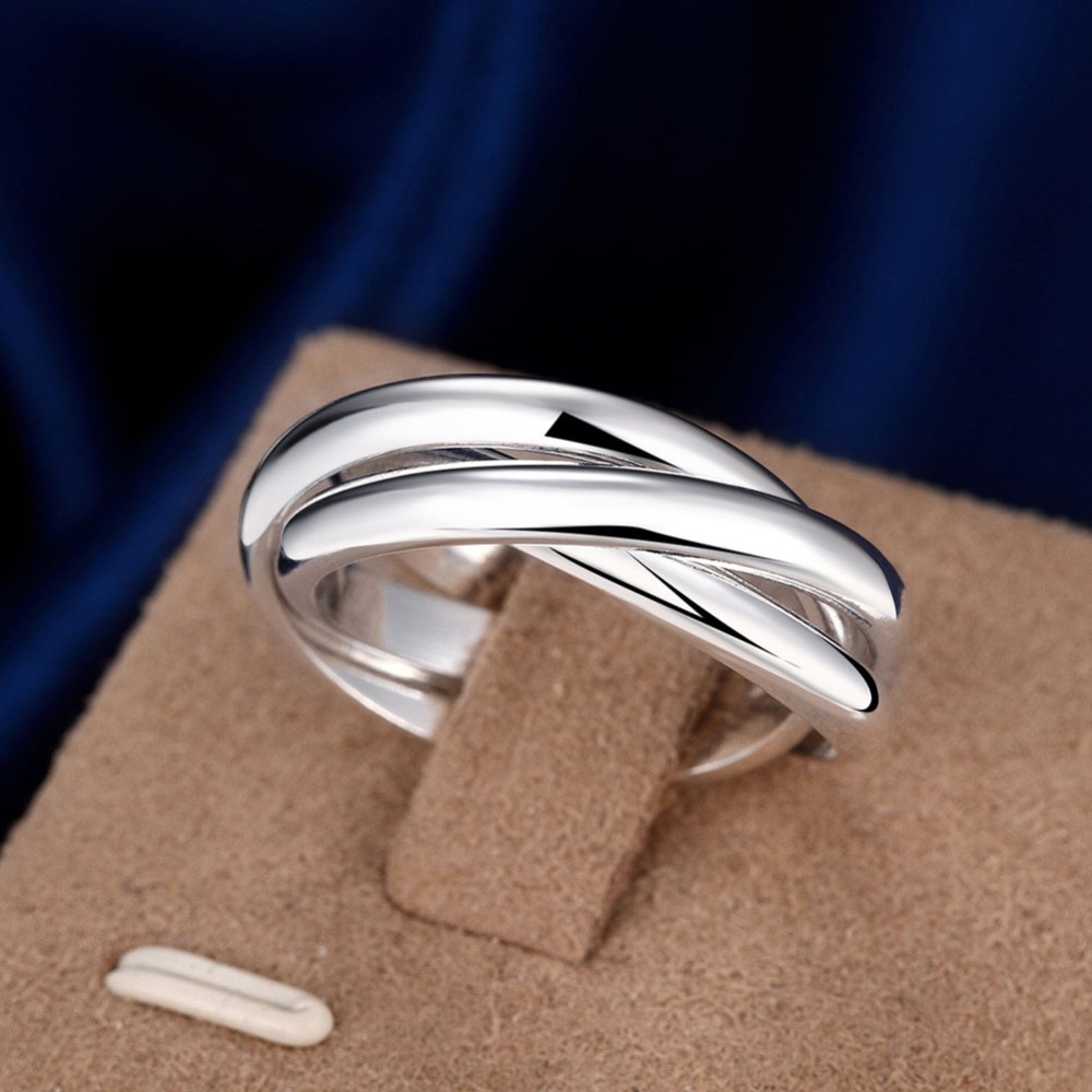 

Women's silver rings, fashion Silver wedding engagement Jewelry Three layer size 5-10 Unisex ring for men R167