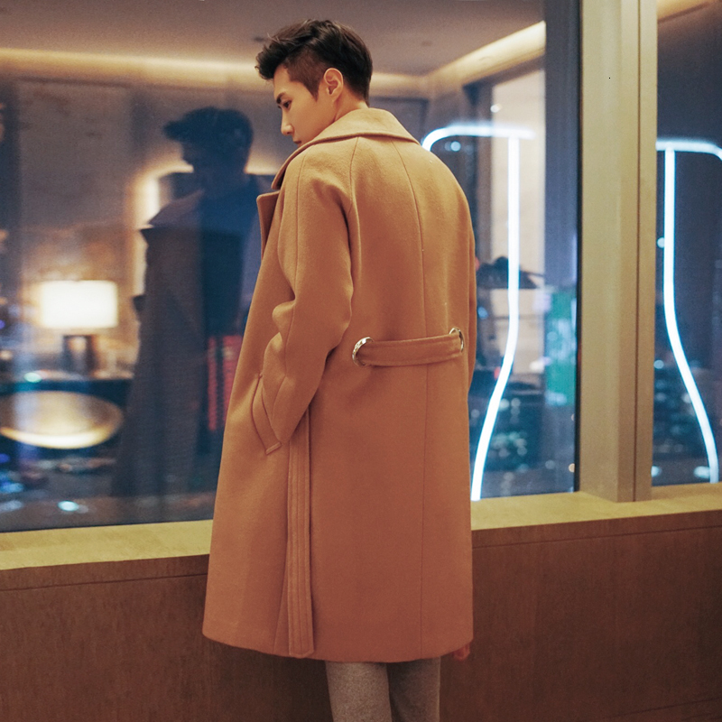 

2021 New Winter Long Men South Korea Coat Occasional Wool of Loose Men. C4EO, 11