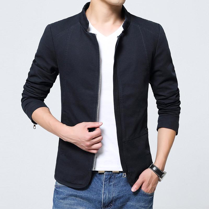 

Vogue Nice New Spring Brand Men Jacket Fashion Stand Collar Casual Slim Jacket Men Zipper Coat Outwear Asian Size -7XL, Beige