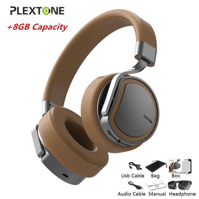 

PLEXTONE Bluetooth Headphones with 8GB MP3 Player Headset Over-ear Wireless Handsfree Earphone for Mobile Phone Gaming Headphone, Black