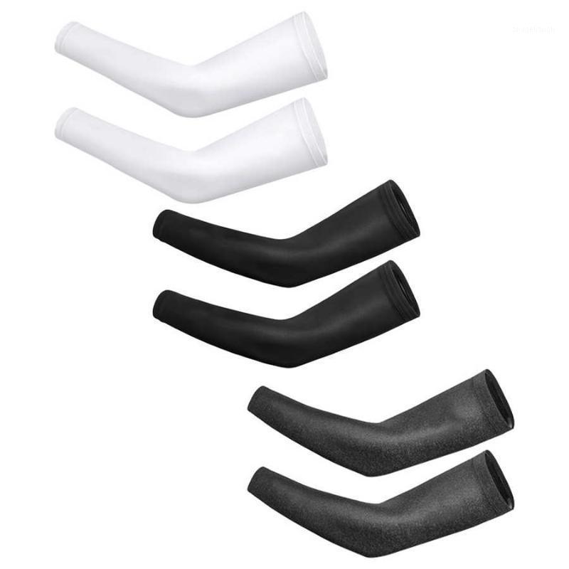 

2Pcs Ice Fabric Breathable UV Protection Running Arm Sleeves Fitness Basketball Elbow Pad Sport Cycling Outdoor Arm Warmers1, White